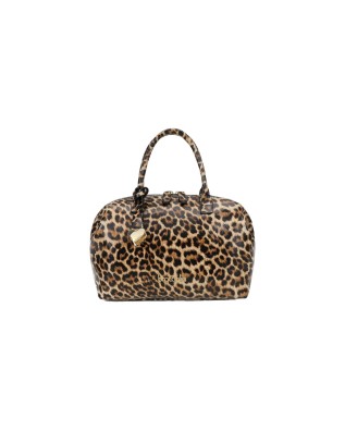  Braccialini - Borsa bauletto in pelle con stampa leopardata