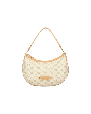  Braccialini - Borsa a spalla mezzaluna in pelle stampata