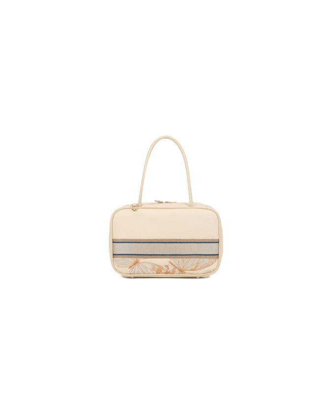 Braccialini - Borsa bauletto con due manici e tracolla in tessuto ricamato Jaquard