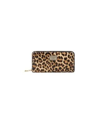Braccialini - Portafoglio  ziparound in pelle stampa leopardata Basic