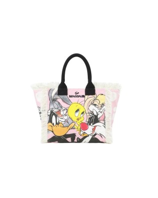  Braccialini - Tote bag in tessuto canvas stampa Looney Tunes