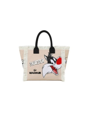 Braccialini - Tote bag in canvas con stampa gatto Silvestro Summer Special LT