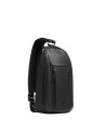 Piquadro - Men's single-shoulder backpack with iPad® compartment, made of recycled fabric and Lyss leather