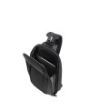 Piquadro - Men's single-shoulder backpack with iPad® compartment, made of recycled fabric and Lyss leather