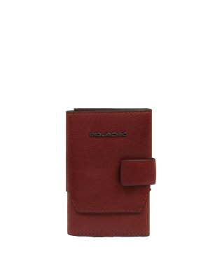  Piquadro - Portacarte uomo automatico in metallo e pelle Solm