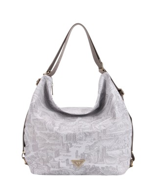 Ynot - Nylon Shoulder Bag/Backpack with "Città Gum" Print