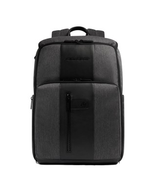  Piquadro - Zaino da viaggio porta pc 15,6" in pelle e tessuto