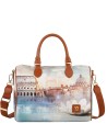 Ynot - Faux Leather Tote Bag with "Città" Print by Yesbag