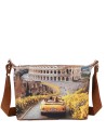 Ynot - Size S Hobo Bag in Faux Leather with "Città" Print by Yesbag