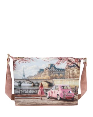 Ynot - Large Faux Leather Hobo Bag with City Print by Yesbag