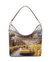 Ynot – Hobo-Umhängetasche aus Kunstleder mit einem Tragegriff und Città-Print von Yesbag