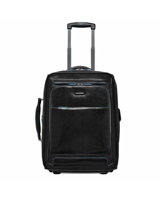 PIQUADRO - Trolley cabina con portabiti e porta pc in pelle - Nero -  BV2768B2/N