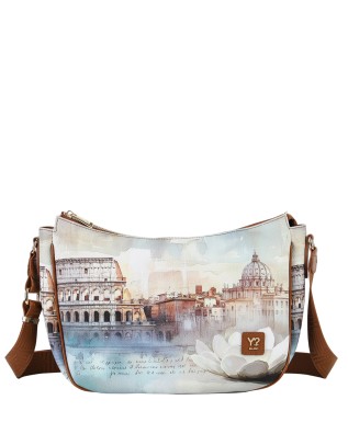  Ynot - Borsa a Sacca con Tracolla in Ecopelle Stampa Città