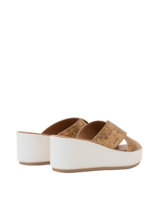 Alviero Martini Prima Classe - Sandali zeppa incrociati in eco nappa Geo Classic 2