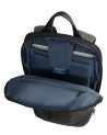 Piquadro - Slim fabric and leather backpack with expandable compartment for a 15.6-inch laptop
