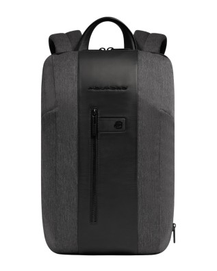  Piquadro - Zaino slim in tessuto e pelle espandibile porta pc