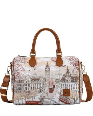  Ynot - Borsa Bauletto in Ecopelle con Stampa Città Stilizzata