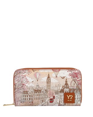  Ynot - Portafoglio Donna Zip Around con Stampa Città
