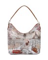 Ynot - Faux Leather Hobo Shoulder Bag with a Single Handle and a Stylized City Print by Fashionopoly