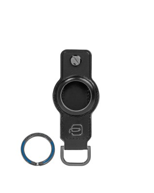 Piquadro - Leather keychain for AirTag® and CONNEQU Blue...