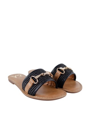  Ynot - Ciabattine Donna con Morsetto in Rafia e Ecopelle Hanna