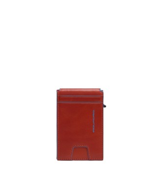  Piquadro - Porta carte di credito in pelle e metallo con 2