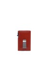 Piquadro - Leather and metal credit card holder with a Blue Square mechanism and RFID protection