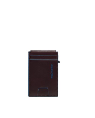 Piquadro - Leather and metal credit card holder with a...