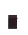 Piquadro - Leather and metal credit card holder with a Blue Square mechanism and RFID protection
