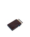 Piquadro - Leather and metal credit card holder with a Blue Square mechanism and RFID protection