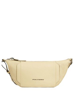  Piquadro - Borsa a tracolla media in pelle e tessuto