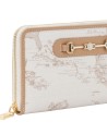 Alviero Martini Prima Classe - Portafoglio zip around in tessuto goffrato con morsetto Geo White