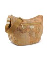 Alviero Martini Prima Casse - Large half-moon shoulder bag in Geo Soft Petals soft fabric