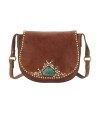 Campomaggi - Cowhide leather crossbody bag with a "Petra" stone on the front