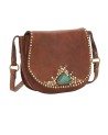 Campomaggi - Cowhide leather crossbody bag with a "Petra" stone on the front