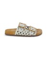 Alviero Martini Prima Classe – Sandalen mit zwei Riemen aus geflochtenem Nappaleder