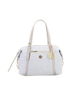Ynot - Women's Boston Bag in Fabric and Faux Leather  Cloud