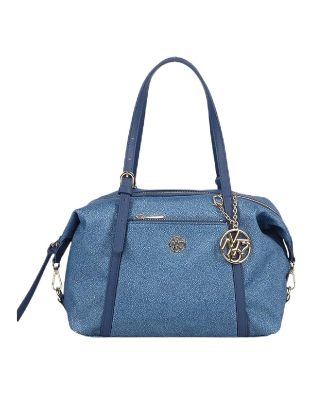 Ynot - Borsa Donna Boston in tessuto ed ecopelle  Cloud