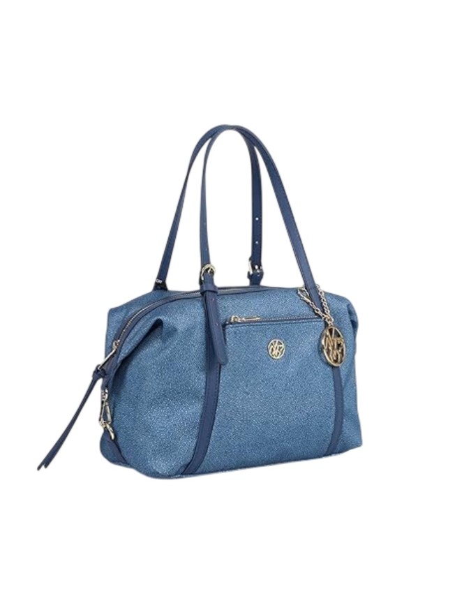 Ynot - Borsa Donna Boston in tessuto ed ecopelle  Cloud
