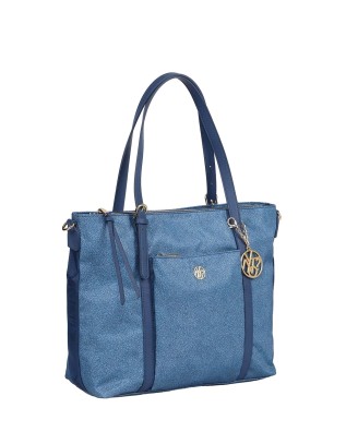  Ynot - Borsa shopping squadrata in tessuto ed ecopelle Cloud 2