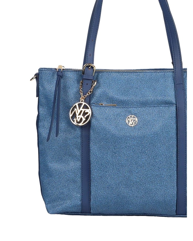 Ynot - Borsa shopping squadrata in tessuto ed ecopelle Cloud