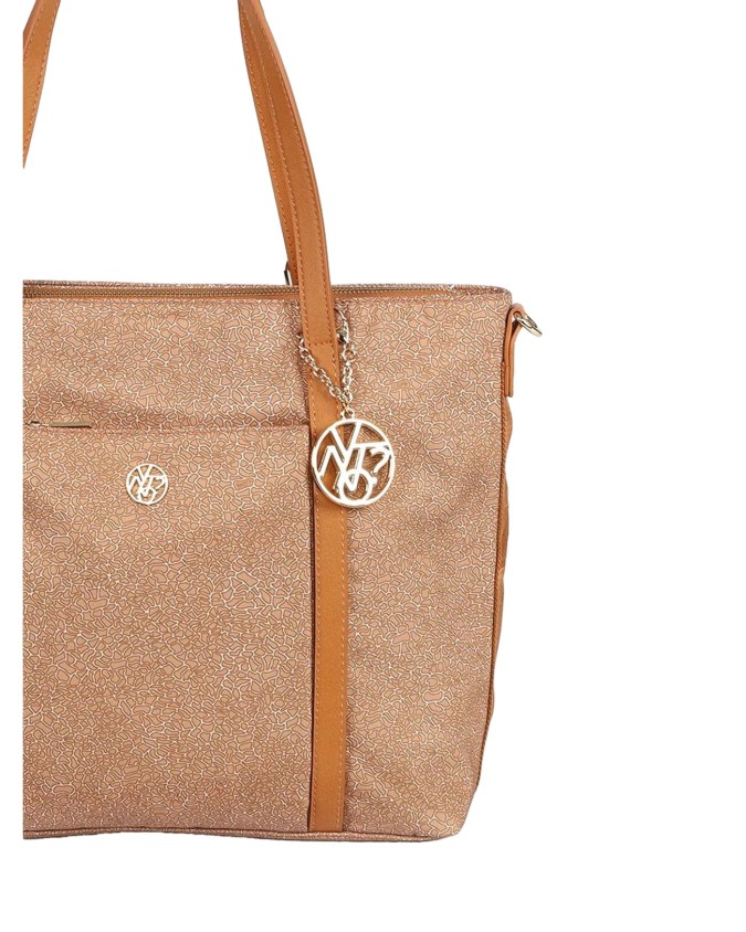 Ynot - Borsa shopping squadrata in tessuto ed ecopelle Cloud