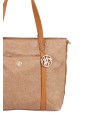Ynot - Borsa shopping squadrata in tessuto ed ecopelle Cloud
