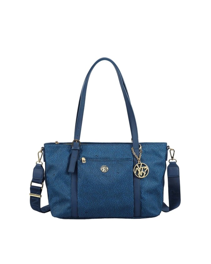 Ynot - Borsa shopping in nylon con doppio manico e tracolla Cloud