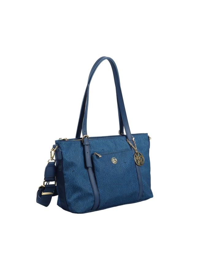 Ynot - Borsa shopping in nylon con doppio manico e tracolla Cloud