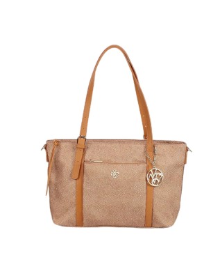  Ynot - Borsa Donna shopper in tessuto ed ecopelle con tracolla