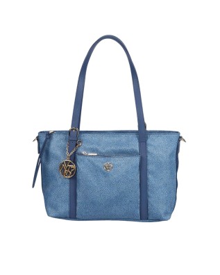 Ynot - Borsa Donna shopper in tessuto ed ecopelle con tracolla Cloud