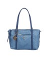 Ynot - Borsa Donna shopper in tessuto ed ecopelle con tracolla Cloud