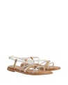 Alviero Martini Prima Classe - Sandals with Mini Rhinestones and a Geo Classic Inset in Eco Nappa