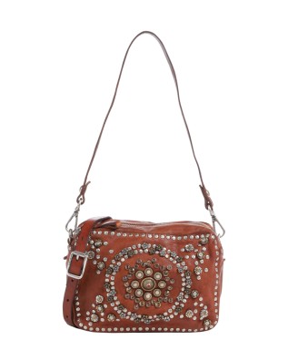  Campomaggi - Borsa a tracolla camera bag in pelle con strass e 2